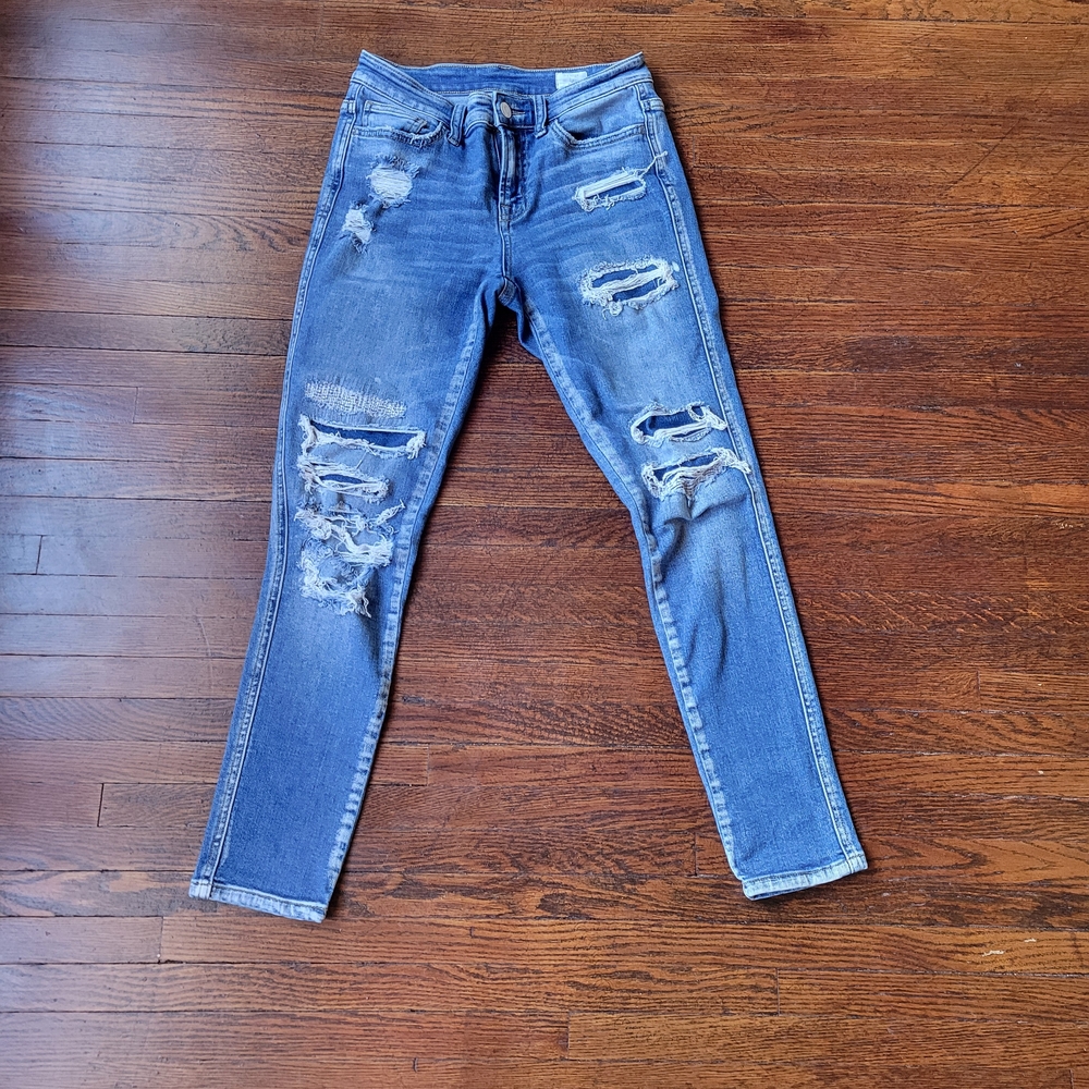 Bridge by GLY Super Distressed Mid Rise Ankle Skinny Jeans Size 25